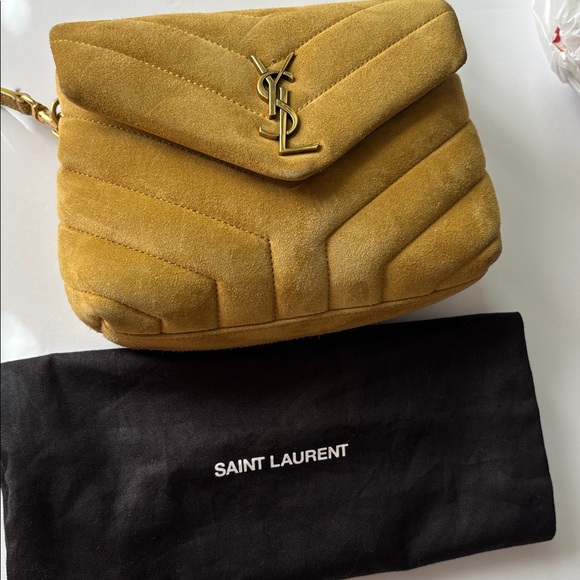 Yves Saint Laurent Mustard Suede Crossbody Bag - Picture 16 of 16